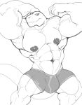  anthro briefs bulge clothed clothing cursedmarked flexing huge_biceps lizard looking_at_viewer male monochrome muscular muscular_male pecs reptile scalie smile solo standing topless underwear veiny_muscles 