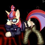  anus bed clothing cutie_mark equine eyewear female friendship_is_magic glasses hair hi_res hooves horn looking_at_viewer mammal moondancer_(mlp) multicolored_hair my_little_pony paulpeopless purple_eyes pussy simple_background solo sweater unicorn 