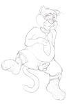  anthro balls belly circumcised clothing disney douglas_benson erection feline front_view hi_res humanoid_penis legwear looking_at_viewer male mammal monochrome mostly_nude necktie neenya overweight pencil_(artwork) penis sketch small_penis socks solo spread_legs spreading talespin traditional_media_(artwork) 