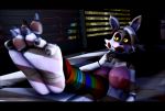  2018 3d_(artwork) 4_toes animatronic anthro bed big_breasts breasts canine claws digital_media_(artwork) feet female five_night_at_freddy&#039;s five_nights_at_freddy&#039;s five_nights_at_freddy&#039;s_2 foot_fetish foot_focus fox hi_res inviting ionyen machine mammal mangle_(fnaf) nipples nude robot smile solo source_filmmaker toe_claws toes video_games yellow_eyes 