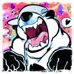  anthro bear black_fur breath drooling fur hat male mammal open_mouth panda saliva sharp_teeth slobber solo super-tuler tairu teeth tongue white_fur 