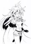  1girl armor artist_request cape female lina_inverse long_hair looking_at_viewer monochrome orange_hair slayers solo sorcerer upper_body 