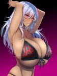  bikini dark_skin huge_breasts kloah purple_eyes silver_hair tongue tongue_out 