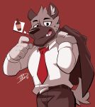  2018 aggressive_retsuko anthro clothed clothing digital_media_(artwork) haida hi_res hikazedragon hyena male mammal necktie 