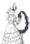  1girl 4139 detached_sleeves dress female hat monster_girl original scorpion_tail simple_background solo tail white_background 