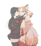  canine clothing female female/female fox hakumen hug mammal one_eye_closed school_uniform selfie tokyo_afterschool_summoners uniform wink 