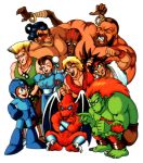  bald bat_wings beard black_hair blanka blonde_hair brown_hair bun_cover chun-li dark_skin demon dhalsim e_honda flower ghosts_n_goblins green_skin guile hair_buns ken_masters muscles red_arremer red_skin rockman rockman_(character) ryu_(street_fighter) short_hair street_fighter twin_buns zangief 