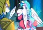  2018 armor bakki big_breasts big_butt breasts butt clothed clothing digital_media_(artwork) equine feathered_wings feathers female friendship_is_magic group hair horn huge_breasts hyper hyper_breasts long_hair mammal multicolored_hair my_little_pony open_mouth princess_celestia_(mlp) royal_guard_(mlp) smile winged_unicorn wings 