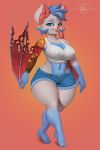  2018 anthro bat big_breasts big_butt blue_eyes blush breasts butt clothed clothing fan_character female fur hair hi_res looking_at_viewer mammal neozoa nude simple_background smile solo standing teeth wings 