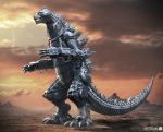  concept_art giant_monster giant_robot glowing glowing_eyes godzilla_(series) jared_krichevsky kaijuu legendary_pictures mecha mechagodzilla monster no_humans official_art ready_player_one red_eyes robot toho_(film_company) 