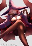  1girl black_sclera blazblue breasts cleavage hat konoe_a_mercury large_breasts long_hair pink_hair tagme witch_hat 