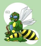  90s beast_wars blue_eyes closed_mouth commentary_request full_body looking_at_viewer maxim-lover no_humans oldschool predacon sitting sleeping solo transformers waspinator wings zzz 