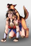  all_fours bestiality blush breasts canine cleavage clothed clothing dc_comics dog eyes_closed female female_on_feral feral from_behind_position german_shepherd human human_on_feral interspecies looking_pleasured male male/female mammal mounting open_mouth sex simple_background text thighsocksandknots tongue white_background wonder_woman 