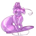  2017 animate_inanimate anthro big_breasts bose breasts canine collar female fox hair handles leash living_inflatable long_hair mammal nude open_mouth pussy rubber simple_background solo surprise transformation white_background wide_hips 