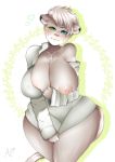  &lt;3 2018 akane-ichii-kitsune anthro areola big_breasts big_butt blue_eyes blush breasts butt chest_tuft clothed clothing digital_media_(artwork) fangs feline female firestorm3 fur green_eyes hair heterochromia huge_breasts huge_butt lion looking_at_viewer mammal mature_female mother nipples one_breast_out parent saber_(firestorm3) simple_background smile solo thick_thighs tuft voluptuous white_fur white_hair wide_hips 