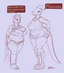  alligator ankh barefoot bea_(nitw) big_breasts breasts cat clothed clothing clothing_lift crocodilian dialogue english_text feline greasymojo_(artist) legwear mae_(nitw) mammal night_in_the_woods pants pregnant reptile scalie shirt shirt_lift text thigh_highs wardrobe_malfunction wide_hips 