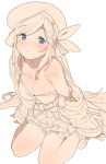  bare_shoulders beret blue_eyes bow breasts camisole cucouroux_(granblue_fantasy) granblue_fantasy hair_bow hair_ribbon hat long_hair medium_breasts monochrome off_shoulder ribbon rkrk skirt solo twintails 