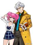  1boy 1girl glasses kotobuki_mirai noah&#039;s_notes pink_hair skirt tagme 