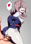  1girl anus ass breasts censored clothed_sex cum cum_in_pussy hair_over_one_eye little_witch_academia long_hair long_sleeves nipples sex sucy_manbavaran 