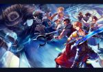  4boys arm_guards aura auron ball beads black_hair blitzball blonde_hair everyone final_fantasy final_fantasy_x fur_trim goggles goggles_around_neck headband heterochromia jecht kimahri_ronso lulu_(ff10) multiple_boys multiple_girls overalls polearm rikku sasanomesi short_hair short_shorts shorts spear spiked_hair spoilers staff sunglasses sword tidus wakka weapon yuna_(ff10) 