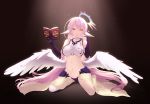  animal_ears book cait elbow_gloves gloves halo jibril long_hair no_game_no_life pink_hair wings 