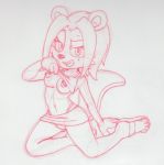  anthro beaver breasts clothed clothing fan_character female mammal monochrome navel nipple_piercing nipples partially_clothed piercing rodent sketch solo sonic_(series) the_other_half undressing 