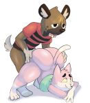  aggressive_retsuko anthro big_butt butt cat duo eroborus feline haida hyena male male/male mammal roz sanrio 