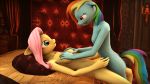  16:9 2014 3d_(artwork) anthro anthrofied blue_fur breasts butt digital_media_(artwork) duo equine female female/female fluttershy_(mlp) friendship_is_magic fur hair hand_on_breast horse inside long_hair mammal multicolored_hair multicolored_tail my_little_pony narox22 nipples nude pink_hair pony rainbow_dash_(mlp) rainbow_hair rainbow_tail smile source_filmmaker 