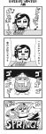  4koma :3 :d arms_on_table bangs barefoot bkub blush clenched_hands comic english eyebrows_visible_through_hair fang greyscale halftone hat highres honey_come_chatka!! instrument interlocked_fingers jacket jumping komikado_sachi long_hair monochrome multiple_girls musical_note open_mouth scarf scarf_over_mouth shirt shoes short_hair shorts side_ponytail sidelocks simple_background smile speech_bubble swept_bangs table talking tayo translation_request trembling two-tone_background two_side_up undershirt winter_clothes xylophone 