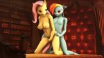  16:9 2014 3d_(artwork) anthro anthrofied blue_fur book breast_size_difference breasts digital_media_(artwork) duo equine female female/female fluttershy_(mlp) friendship_is_magic fur hair hand_on_breast horse inside kneeling long_hair mammal multicolored_hair my_little_pony narox22 nipples nude open_mouth pink_hair pony rainbow_dash_(mlp) rainbow_hair source_filmmaker 