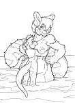  age_difference anthro areola big_breasts breasts butt child cub dktorzi duo female fur hair hands_on_hips hug larger_female male male/female mammal monochrome mustelid nini_(dktorzi) nipples nude older_female open_mouth otter pose red_panda size_difference slightly_chubby smaller_male smile standing swimming_pool voluptuous water young younger_male 