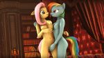  16:9 2014 3d_(artwork) anthro anthrofied bed blue_fur book breast_size_difference breasts digital_media_(artwork) duo equine eye_contact female female/female fingering fluttershy_(mlp) friendship_is_magic fur hair horse inside long_hair mammal multicolored_hair multicolored_tail my_little_pony narox22 navel nipples nude pink_hair pony rainbow_dash_(mlp) rainbow_hair rainbow_tail source_filmmaker 