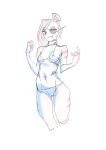  anthro bikini breasts clothed clothing eye_patch eyewear female fin fish hair looking_at_viewer marine meetworp red_eyes simple_background sketch small_breasts solo swimsuit under_boob undertale undyne video_games white_background 