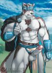  abs angry anthro balls beach canine clothing erection horkeukamui humanoid_penis ineffective_clothing invalid_tag jaken_wolfy jakensitou loincloth loincloth_aside male mammal mostly_nude muscular muscular_male nipples pecs penis pinup pose precum seaside solo tokyo_afterschool_summoners wolf 