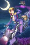  artist_name black_cat bodysuit boots breasts candy candy_cane cat center_opening city covered_nipples crescent_moon dated demon_wings flying food gloves halloween helmet high_heel_boots high_heels highres hover_bike jack-o'-lantern knee_boots lips long_hair medium_breasts moon night night_sky open_clothes open_mouth original outdoors purple_bodysuit purple_eyes purple_hair rocky_young shiny shiny_clothes signature sitting sky solo starry_moon straddling unzipped wings zipper 