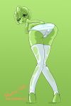  2014 bent_over breasts butt clothing female goo_creature hi_res humanoid legwear looking_at_viewer nana_gel not_furry open_mouth panties presenting presenting_hindquarters slime socks solo stirrup_socks translucent underwear wet 