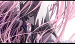  akemi_homura black_hair bow bow_(weapon) closed_eyes closed_mouth floating_hair from_side gloves grey_hair hair_bow hair_ribbon holding kaname_madoka letterboxed long_hair looking_down mahou_shoujo_madoka_magica multiple_girls out_of_frame pink_hair pink_ribbon purple_eyes ribbon sad sakuraba_yuuki sideways_mouth solo_focus transparent ultimate_madoka upper_body very_long_hair weapon 