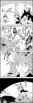  4koma animal_ears antennae brooch cape chasing comic commentary_request covering_mouth eternity_larva eyebrows_visible_through_hair flying furrowed_eyebrows greyscale hair_between_eyes handkerchief highres imaizumi_kagerou jewelry long_hair lying monochrome motion_blur motion_lines on_side seiza shaded_face shawl short_hair shorts shoujo_kitou-chuu sitting smile spray_can tani_takeshi touhou translation_request wings wolf_ears wriggle_nightbug |_| 