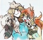  1boy 1girl gourry_gabriev lina_inverse simple_background slayers smile white_background 