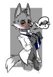  aggressive_retsuko blush canine clothed clothing male mammal milkomeda-galaxy_(artist) necktie ookami_(aggressive_retsuko) open_pants open_shirt penis precum sanrio wolf 