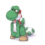  2017 ambiguous_gender anthro black_eyes blush egg green_body mario_bros nintendo open_mouth poku saliva simple_background solo standing tears tongue tongue_out video_games white_background white_body yoshi 