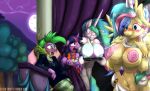  2018 absurd_res anthro areola blush breasts clothing equine feathered_wings feathers female fluttershy_(mlp) friendship_is_magic frist44 full_moon fur green_eyes group hair hi_res horn long_hair mammal moon multicolored_hair my_little_pony nipples open_mouth pegasus princess_celestia_(mlp) pussy spike_(mlp) tree twilight_sparkle_(mlp) winged_unicorn wings 