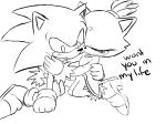  4:3 anthro black_and_white blaze_the_cat blush cat dialogue duo english_text feline female hedgehog hi_res hug lily266_(artist) male mammal monochrome sonic_(series) sonic_the_hedgehog text video_games 
