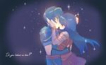  1girl armor blue_hair blush couple fire_emblem fire_emblem:_monshou_no_nazo gloves kiss long_hair marth pegasus_knight sheeda short_hair tcong thighhighs 