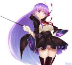  artist_name bangs bb_(fate)_(all) bb_(fate/extra_ccc) black_footwear black_skirt boots breasts cape commentary_request fate/extra fate/extra_ccc fate_(series) gloves hair_ribbon hand_on_hip high-waist_skirt highres large_breasts long_hair marshall_(wahooo) neck_ribbon panties pantyshot pantyshot_(standing) purple_eyes purple_hair red_eyes red_ribbon ribbon shirt simple_background skirt smile solo standing thigh_boots thighhighs underwear very_long_hair wand white_background white_gloves white_panties white_shirt 