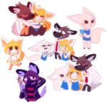  2018 aggressive_retsuko anthro canine cellphone clothed clothing female fennec fenneko fox fur haida hyena male mammal necktie p0ppy phone red_panda retsuko sanrio simple_background 