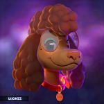  2017 3d_(artwork) anthro canine collar digital_media_(artwork) dog eyewear female glasses hair laionss looking_at_viewer mammal poodle simple_background smile solo 
