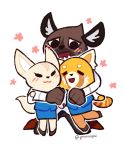  2018 aggressive_retsuko anthro black_nose canine clothed clothing female fennec fenneko fox fur greatsenpai haida hyena male mammal necktie red_panda retsuko sanrio simple_background 