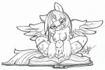  2014 anthro anthrofied blush book breasts clothing equine feathered_wings feathers female fetlocks friendship_is_magic hair half-closed_eyes horn legwear mammal monochrome my_little_pony nipples pussy sitting skuttz socks solo twilight_sparkle_(mlp) winged_unicorn wings 