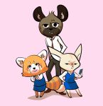  2018 aggressive_retsuko anthro black_nose canine cellphone clothed clothing engungee eyelashes female fennec fenneko fox fur haida hi_res hyena male mammal phone red_panda retsuko sanrio simple_background 